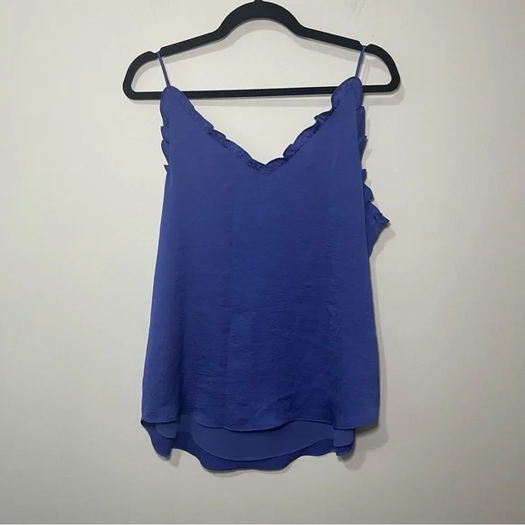 Express Women’s Royal Blue Ruffle Trim V-Neck business casual Cami Tank Top in L - Picture 6 of 6
